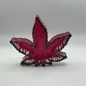 Abrand Fuchsia Leaf Resin Sculpture with Flecks